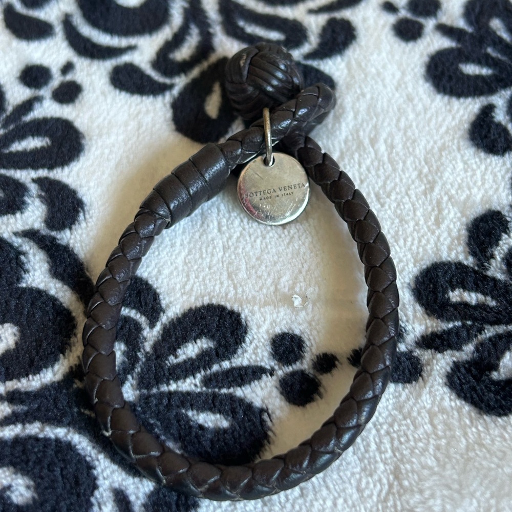 Authentic pre-owned Bottega Veneta BV Intercciato Leather Charm Bracelet Black